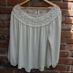 off the shoulders cream blouse
